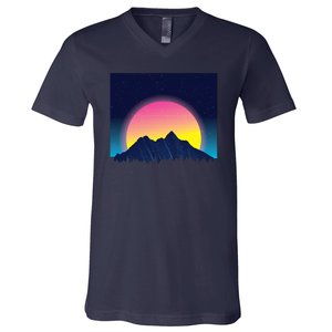 Retrowave Mountains V-Neck T-Shirt