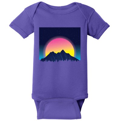 Retrowave Mountains Baby Bodysuit