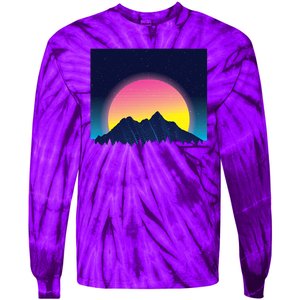 Retrowave Mountains Tie-Dye Long Sleeve Shirt