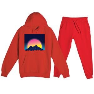 Retrowave Mountains Premium Hooded Sweatsuit Set