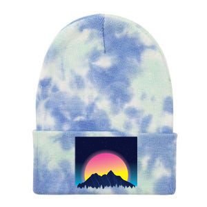 Retrowave Mountains Tie Dye 12in Knit Beanie