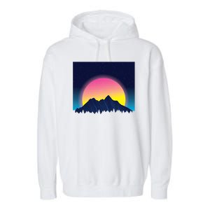 Retrowave Mountains Garment-Dyed Fleece Hoodie