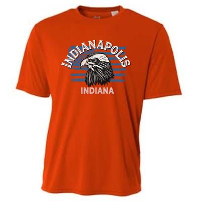 Retro Eagle Usa Flag Indiana Gift Vintage Indianapolis Gift Cooling Performance Crew T-Shirt