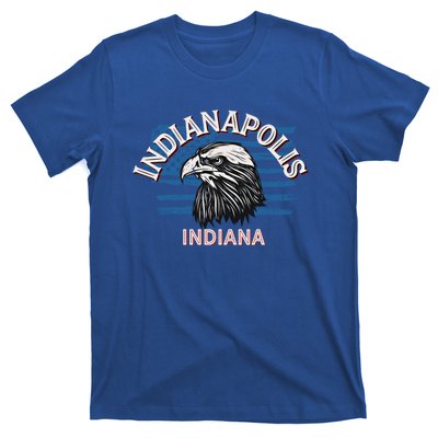 Retro Eagle Usa Flag Indiana Gift Vintage Indianapolis Gift T-Shirt