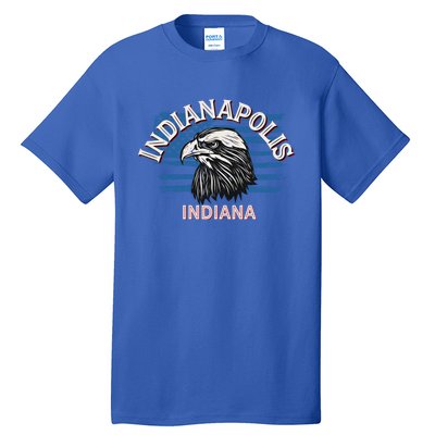 Retro Eagle Usa Flag Indiana Gift Vintage Indianapolis Gift Tall T-Shirt