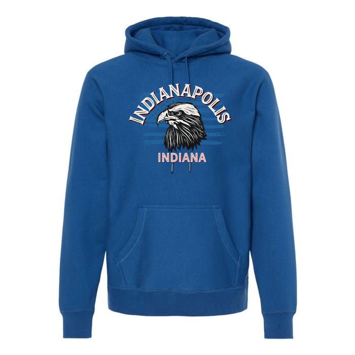 Retro Eagle Usa Flag Indiana Gift Vintage Indianapolis Gift Premium Hoodie