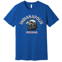 Retro Eagle Usa Flag Indiana Gift Vintage Indianapolis Gift Premium T-Shirt