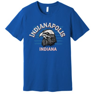 Retro Eagle Usa Flag Indiana Gift Vintage Indianapolis Gift Premium T-Shirt