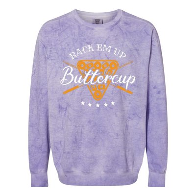 Rack Em Up Buttercup Pool Billiard Team Colorblast Crewneck Sweatshirt