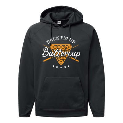 Rack Em Up Buttercup Pool Billiard Team Performance Fleece Hoodie