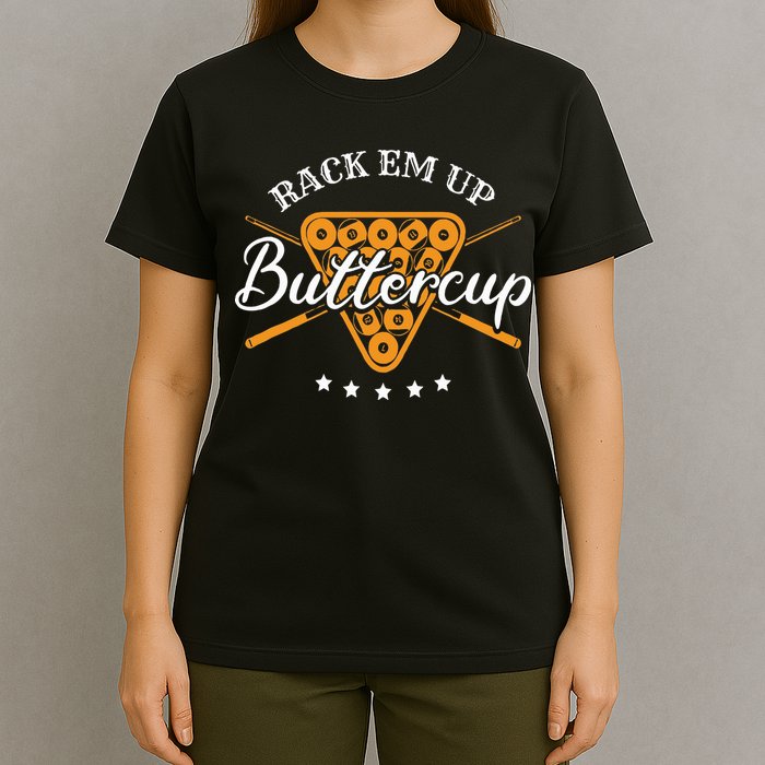 Rack Em Up Buttercup Pool Billiard Team T-Shirt
