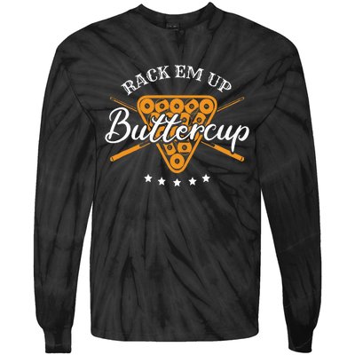 Rack Em Up Buttercup Pool Billiard Team Tie-Dye Long Sleeve Shirt