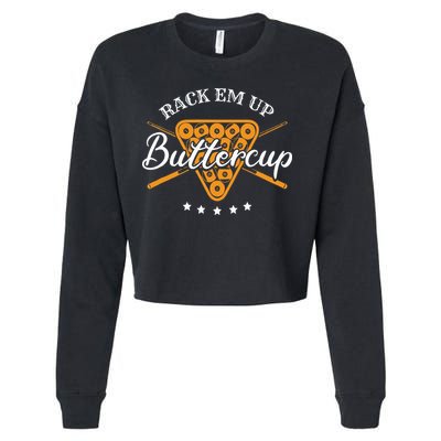 Rack Em Up Buttercup Pool Billiard Team Cropped Pullover Crew