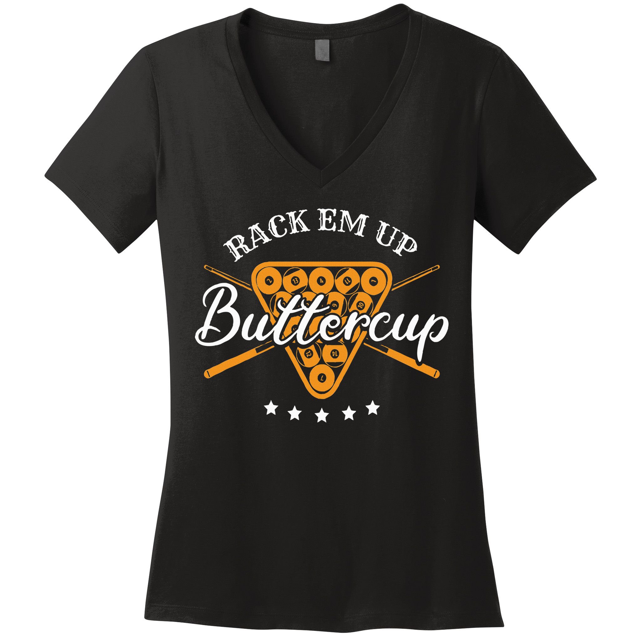 Rack Em Up Buttercup Pool Billiard Team Women's V-Neck T-Shirt