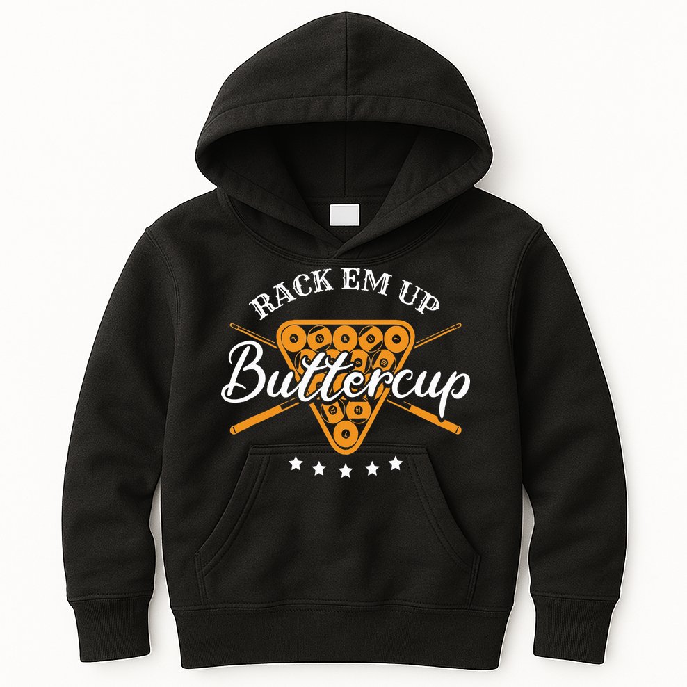 Rack Em Up Buttercup Pool Billiard Team Kids Hoodie