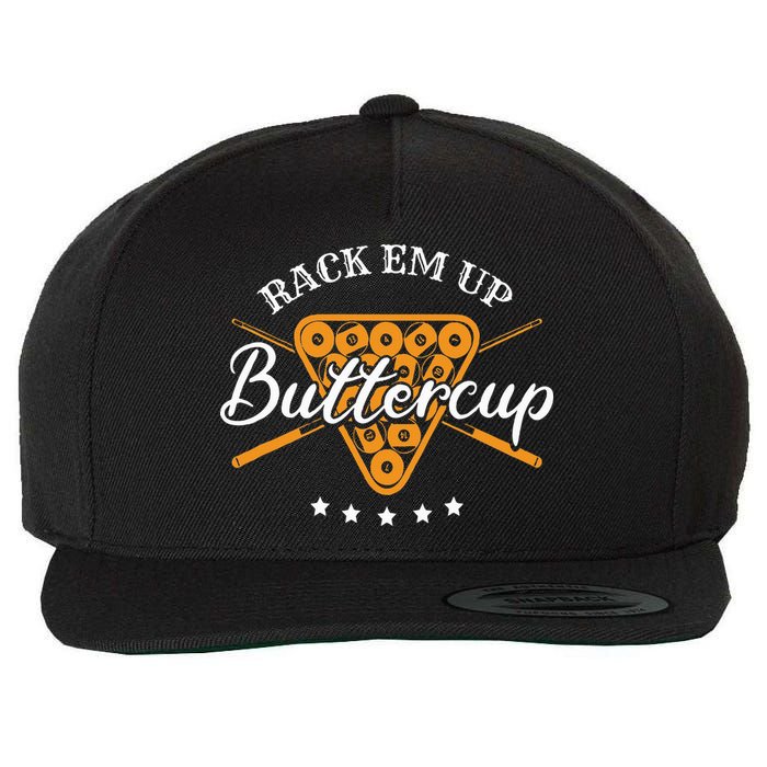 Rack Em Up Buttercup Pool Billiard Team Wool Snapback Cap