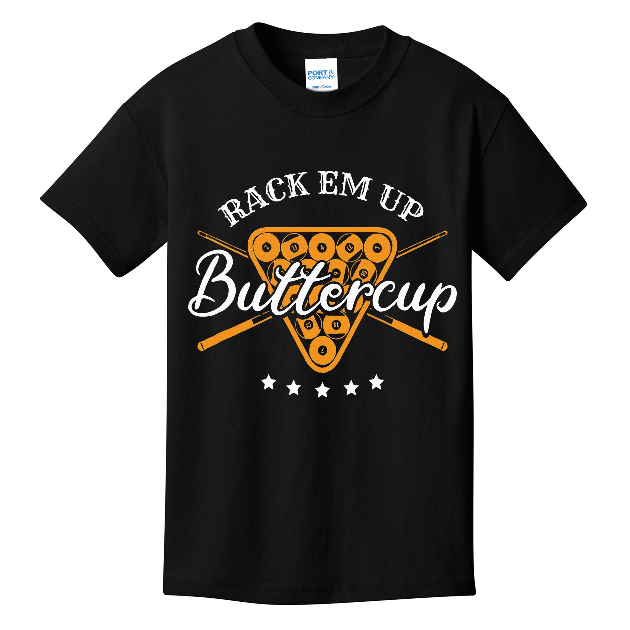 Rack Em Up Buttercup Pool Billiard Team Kids T-Shirt