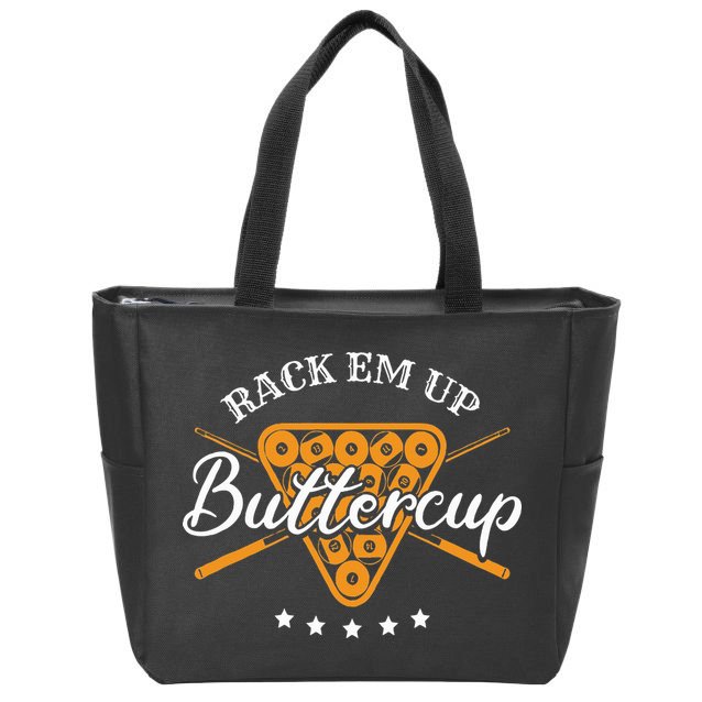 Rack Em Up Buttercup Pool Billiard Team Zip Tote Bag