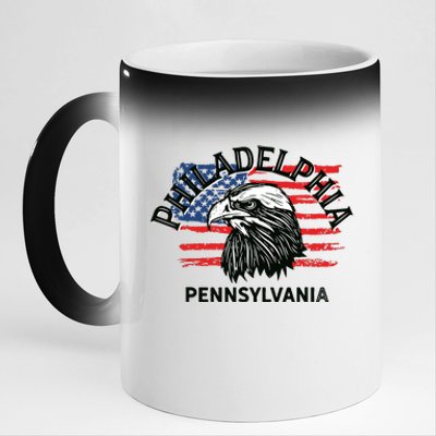 Retro Eagle Usa Flag Pennsylvania Vintage Philadelphia 11oz Black Color Changing Mug