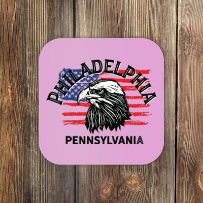 Retro Eagle Usa Flag Pennsylvania Vintage Philadelphia Coaster