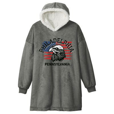 Retro Eagle Usa Flag Pennsylvania Vintage Philadelphia Hooded Wearable Blanket