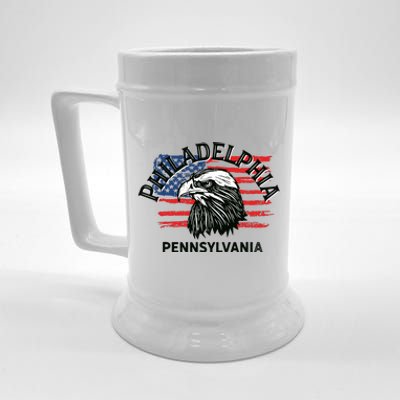 Retro Eagle Usa Flag Pennsylvania Vintage Philadelphia Beer Stein