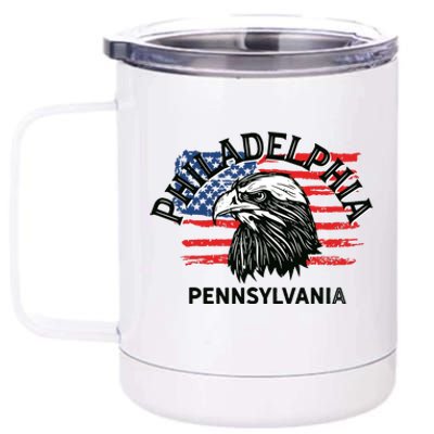 Retro Eagle Usa Flag Pennsylvania Vintage Philadelphia 12 oz Stainless Steel Tumbler Cup