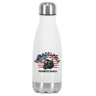 Retro Eagle Usa Flag Pennsylvania Vintage Philadelphia Stainless Steel Insulated Water Bottle