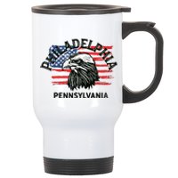 Retro Eagle Usa Flag Pennsylvania Vintage Philadelphia Stainless Steel Travel Mug