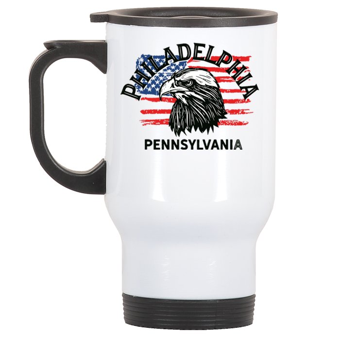 Retro Eagle Usa Flag Pennsylvania Vintage Philadelphia Stainless Steel Travel Mug