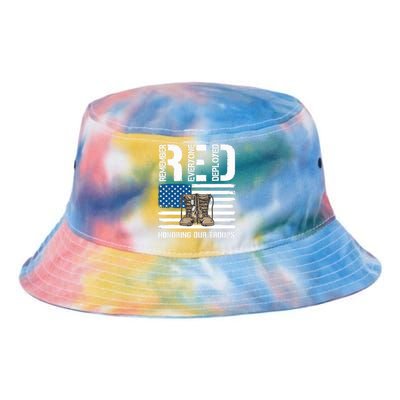 Remember Everyone Veteran Deployed Red Friday Military Tie Dye Newport Bucket Hat