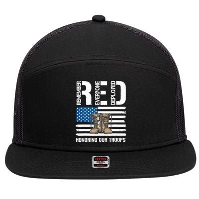 Remember Everyone Veteran Deployed Red Friday Military 7 Panel Mesh Trucker Snapback Hat