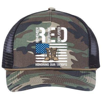 Remember Everyone Veteran Deployed Red Friday Military Retro Rope Trucker Hat Cap