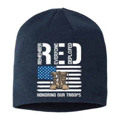 Remember Everyone Veteran Deployed Red Friday Military Sustainable Beanie