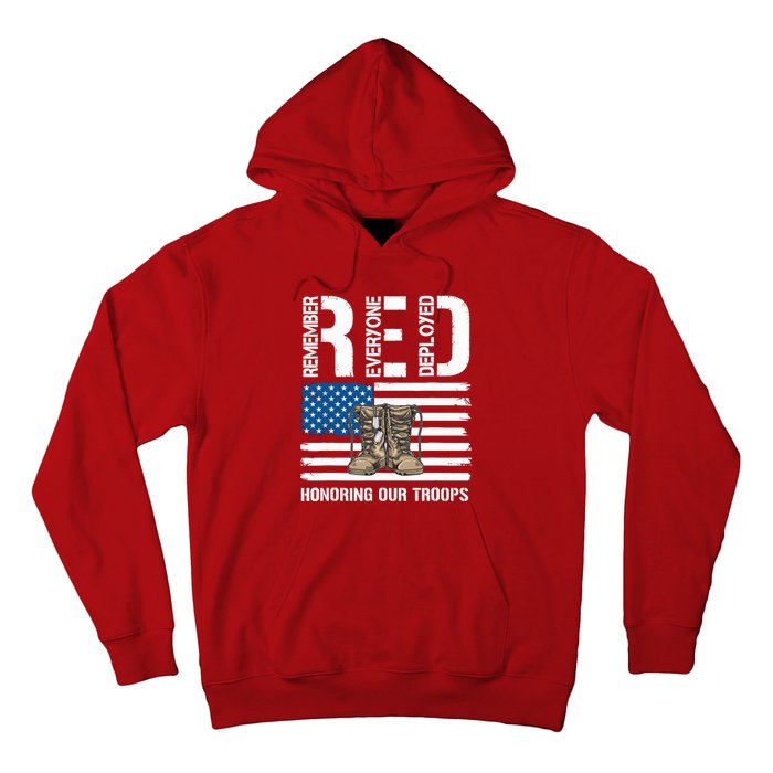 Remember Everyone Veteran Deployed Red Friday Military Hoodie