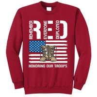 Remember Everyone Veteran Deployed Red Friday Military Tall Sweatshirt