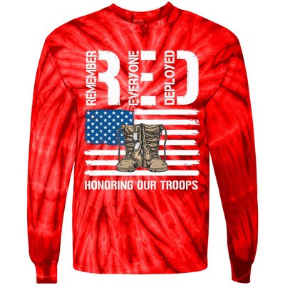 Remember Everyone Veteran Deployed Red Friday Military Tie-Dye Long Sleeve Shirt