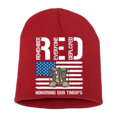 Remember Everyone Veteran Deployed Red Friday Military Short Acrylic Beanie