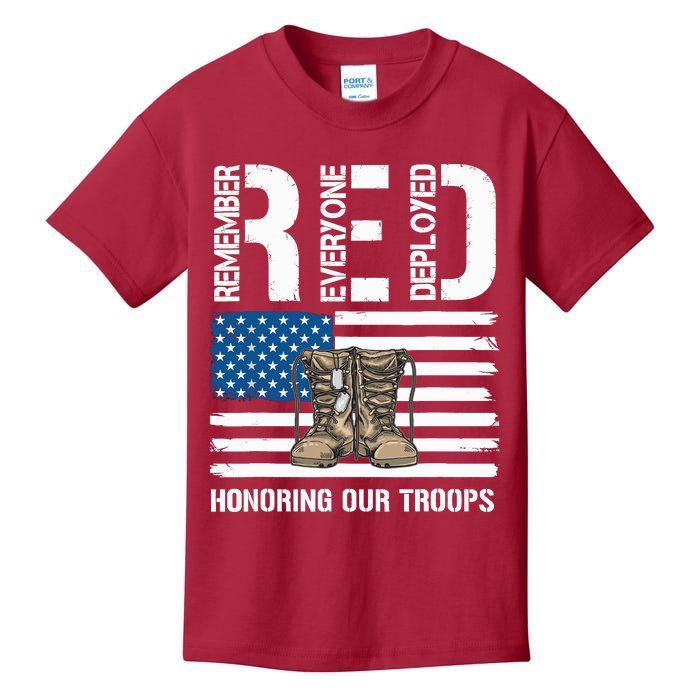 Remember Everyone Veteran Deployed Red Friday Military Kids T-Shirt