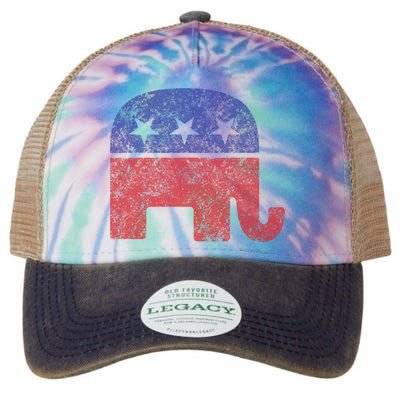 Republican Elephant Vintage Logo Gift Legacy Tie Dye Trucker Hat