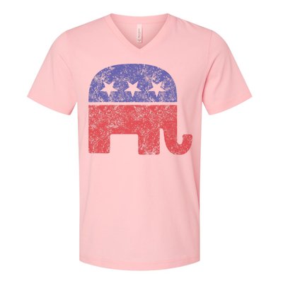 Republican Elephant Vintage Logo Gift V-Neck T-Shirt