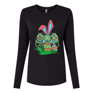 Retro Easter Video Game Easter Gaming Graphics Happy Easter Womens Cotton Relaxed Long Sleeve T-Shirt