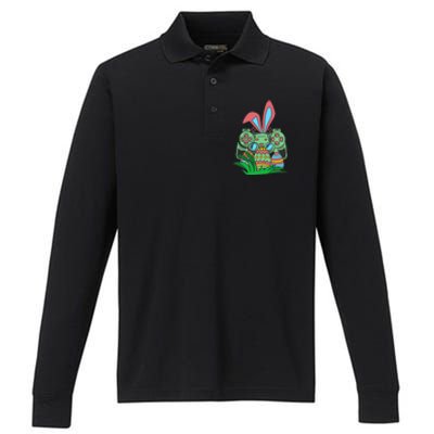 Retro Easter Video Game Easter Gaming Graphics Happy Easter Performance Long Sleeve Polo