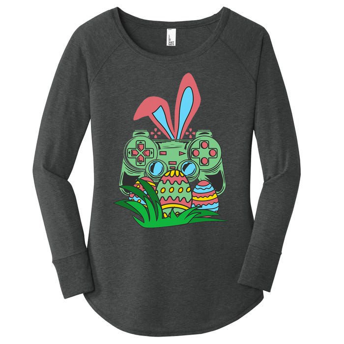 Retro Easter Video Game Easter Gaming Graphics Happy Easter Women's Perfect Tri Tunic Long Sleeve Shirt