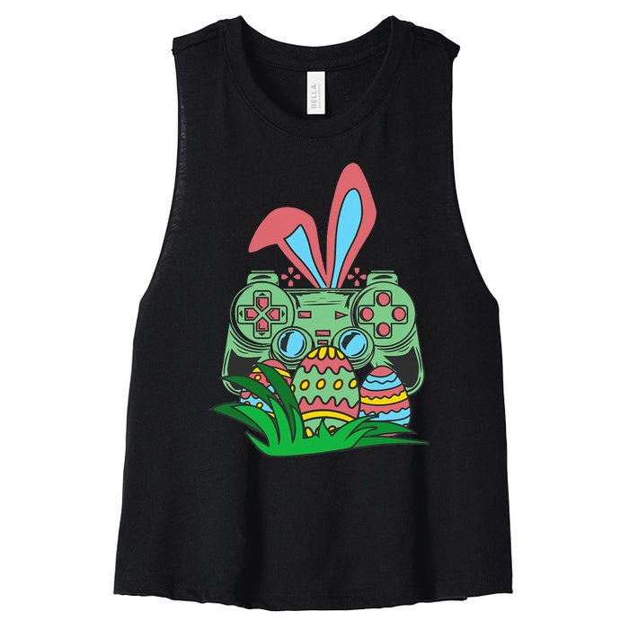 Retro Easter Video Game Easter Gaming Graphics Happy Easter Women's Racerback Cropped Tank