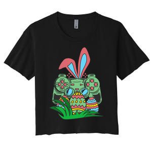 Retro Easter Video Game Easter Gaming Graphics Happy Easter Women's Crop Top Tee