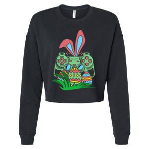 Retro Easter Video Game Easter Gaming Graphics Happy Easter Cropped Pullover Crew