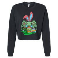 Retro Easter Video Game Easter Gaming Graphics Happy Easter Cropped Pullover Crew