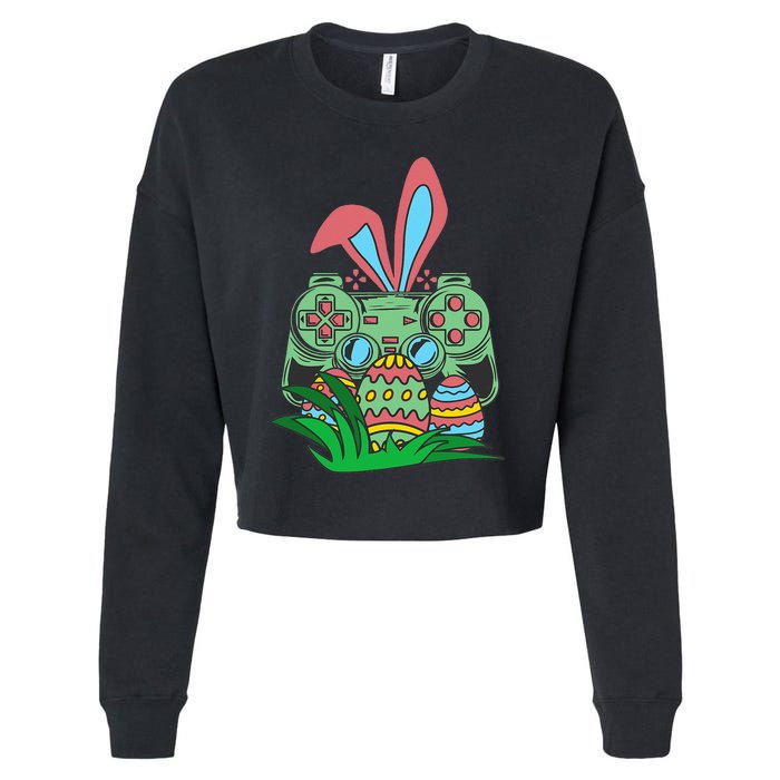 Retro Easter Video Game Easter Gaming Graphics Happy Easter Cropped Pullover Crew