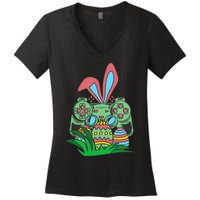 Retro Easter Video Game Easter Gaming Graphics Happy Easter Women's V-Neck T-Shirt